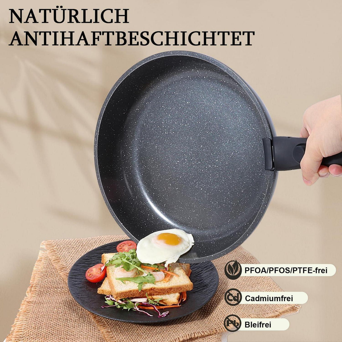 11-teiliges Topfset mit abnehmbarem Griff – Induktion & Antihaftbeschichtung