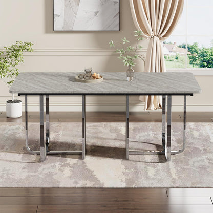 Moderner Esstisch Grau & Silber | 180x80cm | Esstisch für 6 Personen