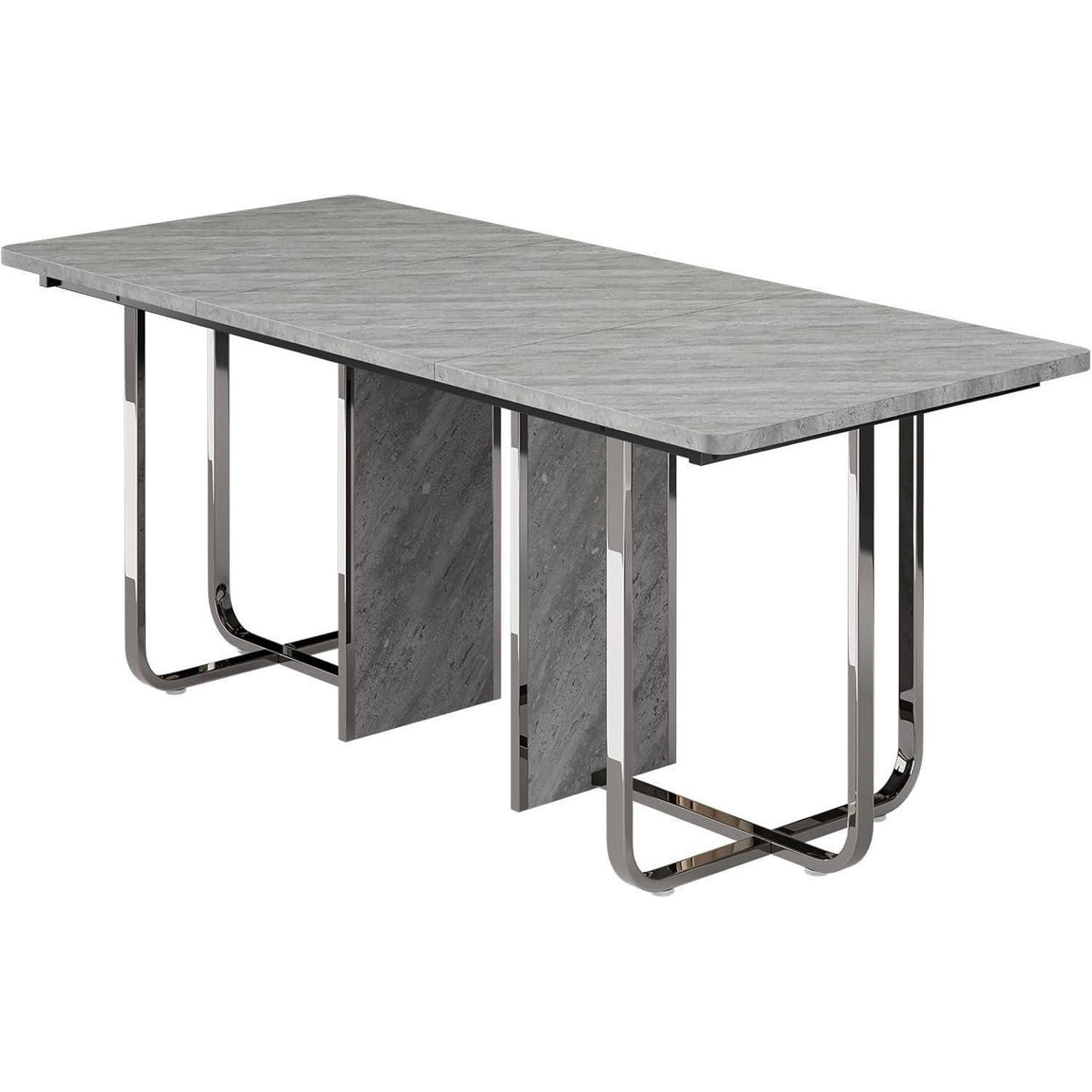 Moderner Esstisch Grau & Silber | 180x80cm | Esstisch für 6 Personen