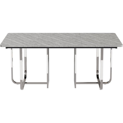 Moderner Esstisch Grau & Silber | 180x80cm | Esstisch für 6 Personen
