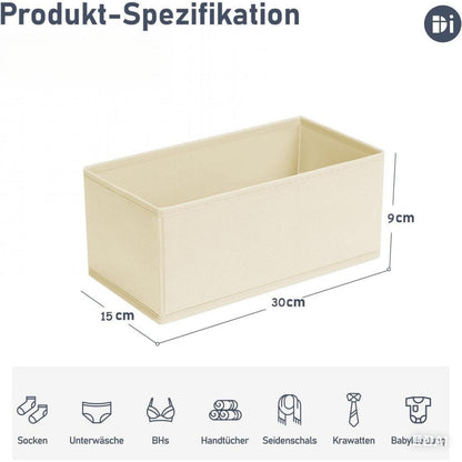 Schubladen Organizer 12er Set Hellbeige Faltbar Stoff