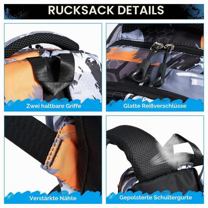 Schulrucksack Trolley Jungen Orange Tarnfarbe mit Rollen
