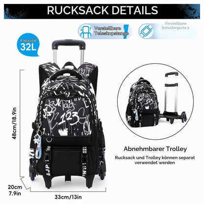 Schulrucksack Trolley Jungen 16 Zoll Schwarz Weiß
