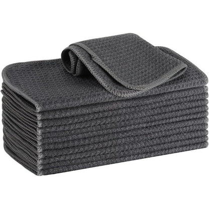 Mikrofasertücher Grau Waffelstruktur – 12er Set für Küche
