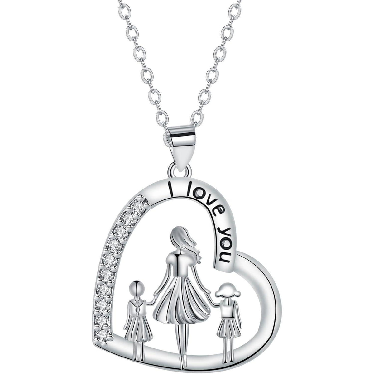 Herz Halskette 925 Sterling Silber Mutter Tochter Kette Geschenk