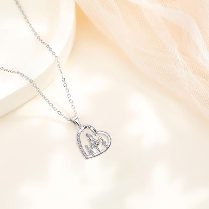 Herz Halskette 925 Sterling Silber Mutter Tochter Kette Geschenk