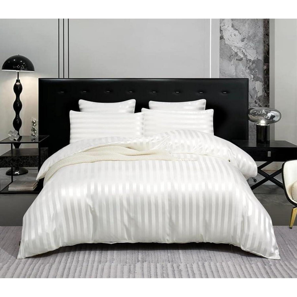 Satin Bettwäsche Set 135x200cm, 4-teilig, Weiß, Glanz, Luxus