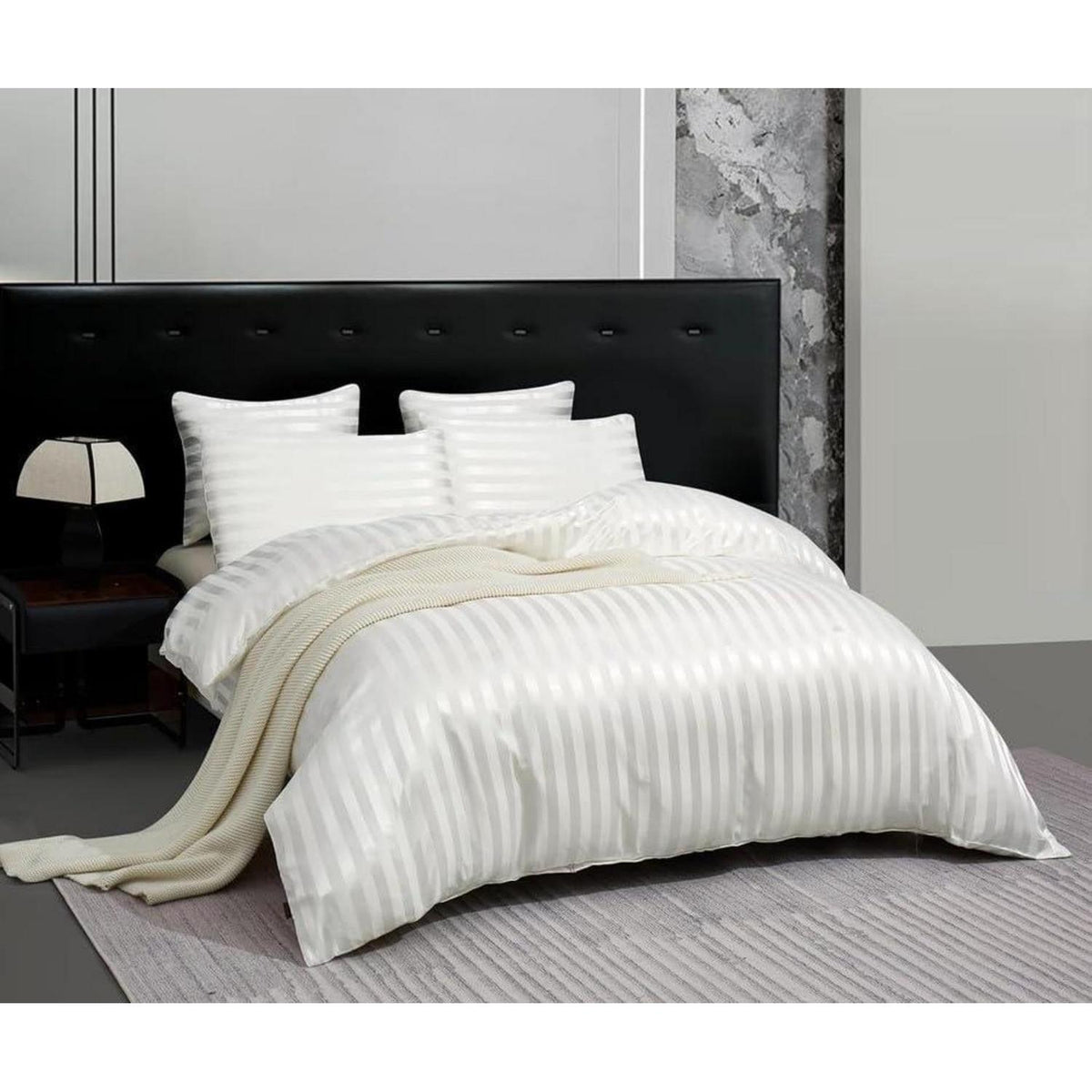 Satin Bettwäsche Set 135x200cm, 4-teilig, Weiß, Glanz, Luxus