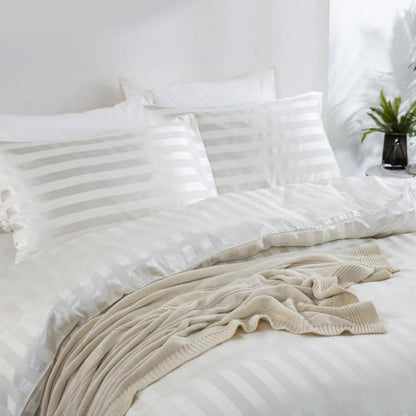 Satin Bettwäsche Set 135x200cm, 4-teilig, Weiß, Glanz, Luxus