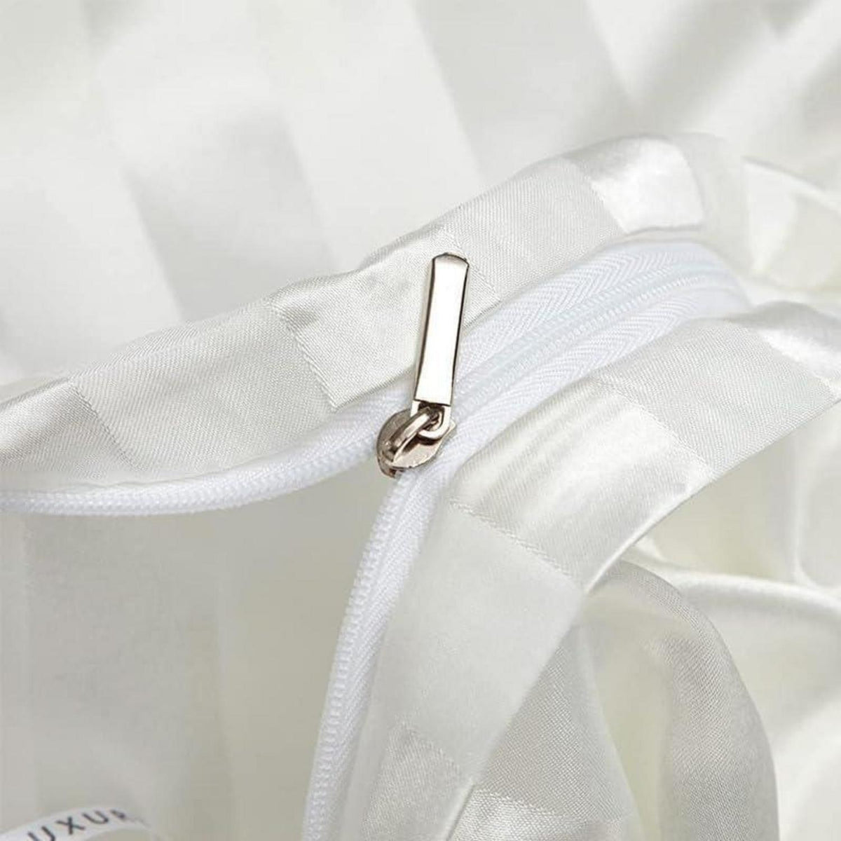 Satin Bettwäsche Set 135x200cm, 4-teilig, Weiß, Glanz, Luxus