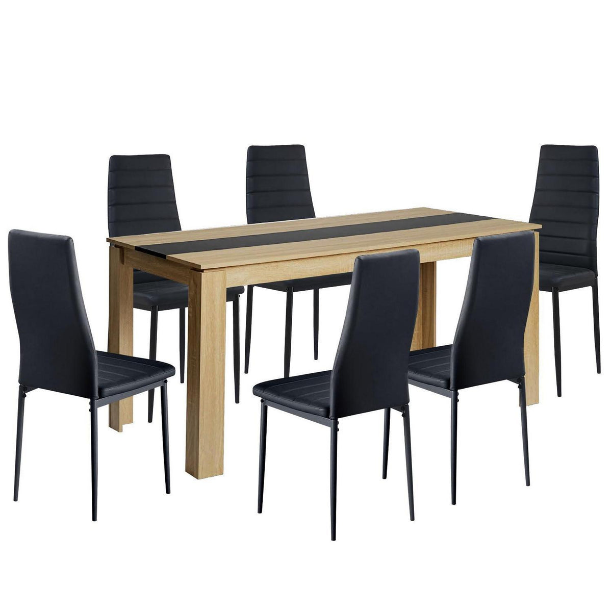 Esszimmergruppe 6 Personen – Holztisch (160x80cm) & 6 Stühle