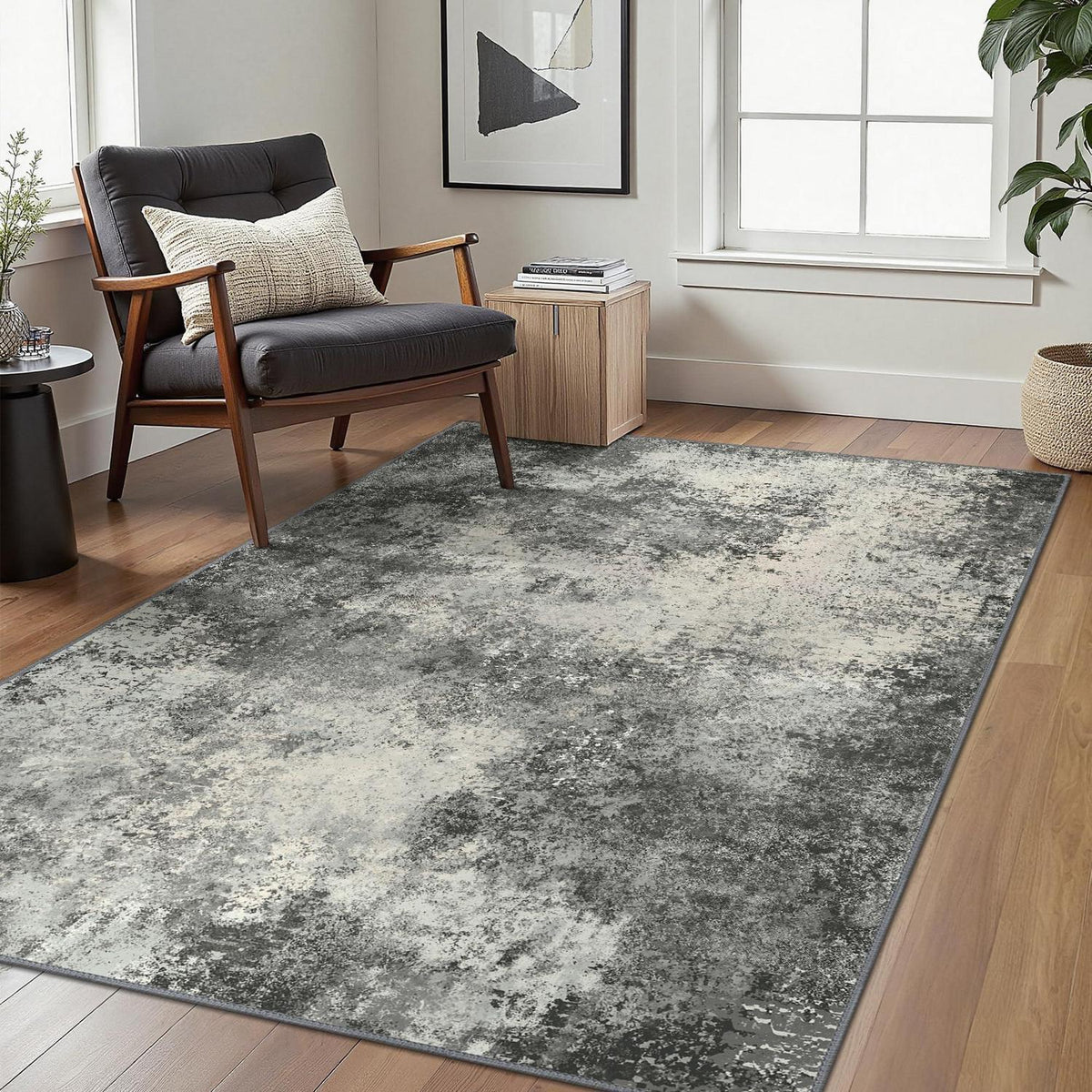 Moderner Waschbarer Teppich Schwarz-Weiß Verlauf 160x230 cm