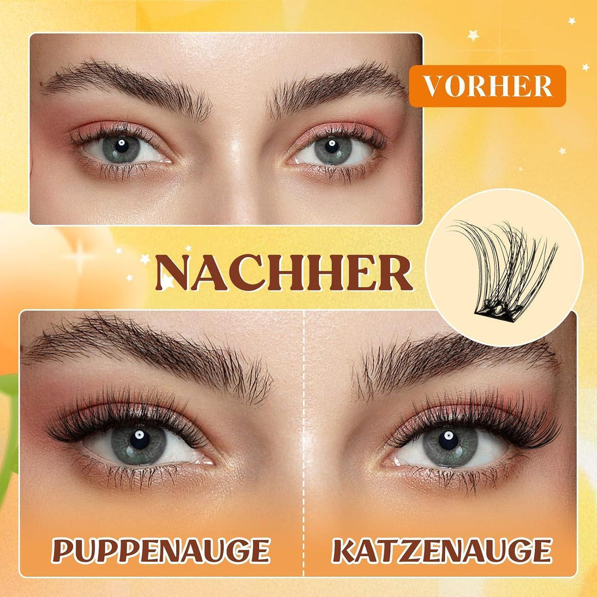 Selbstklebende Wimpern ohne Kleber – 60 Stück, 10-16mm