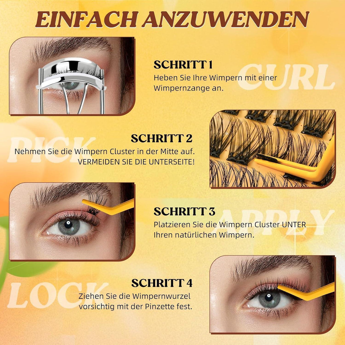 Selbstklebende Wimpern ohne Kleber – 60 Stück, 10-16mm