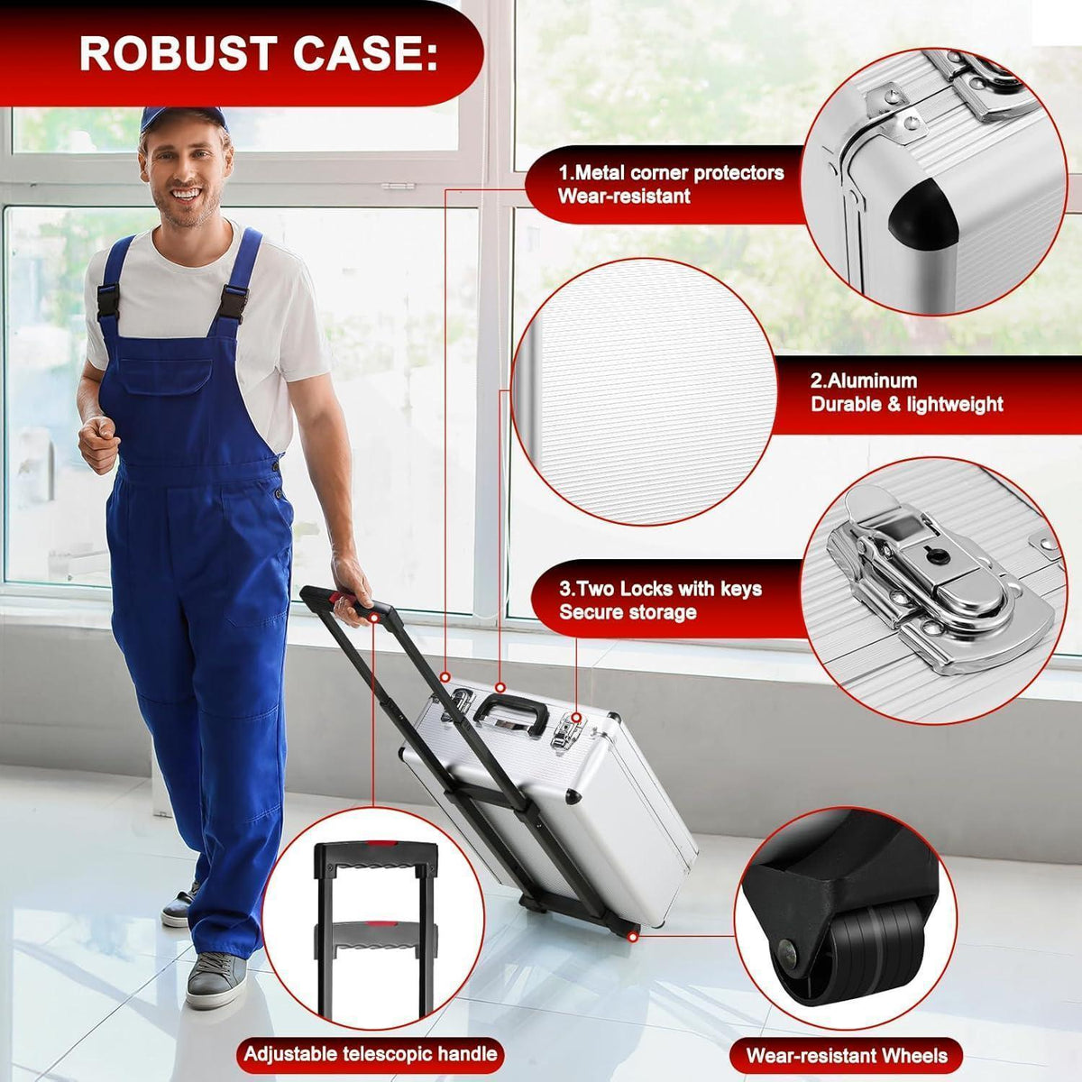 Werkzeugkoffer 799-teilig mit Rollen für Auto & Haushalt