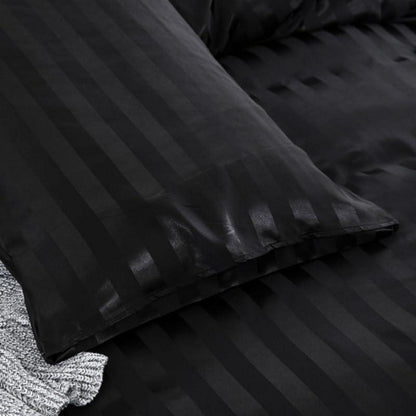 Satin Bettwäsche Set 135x200cm Schwarz 4-teilig Glänzend