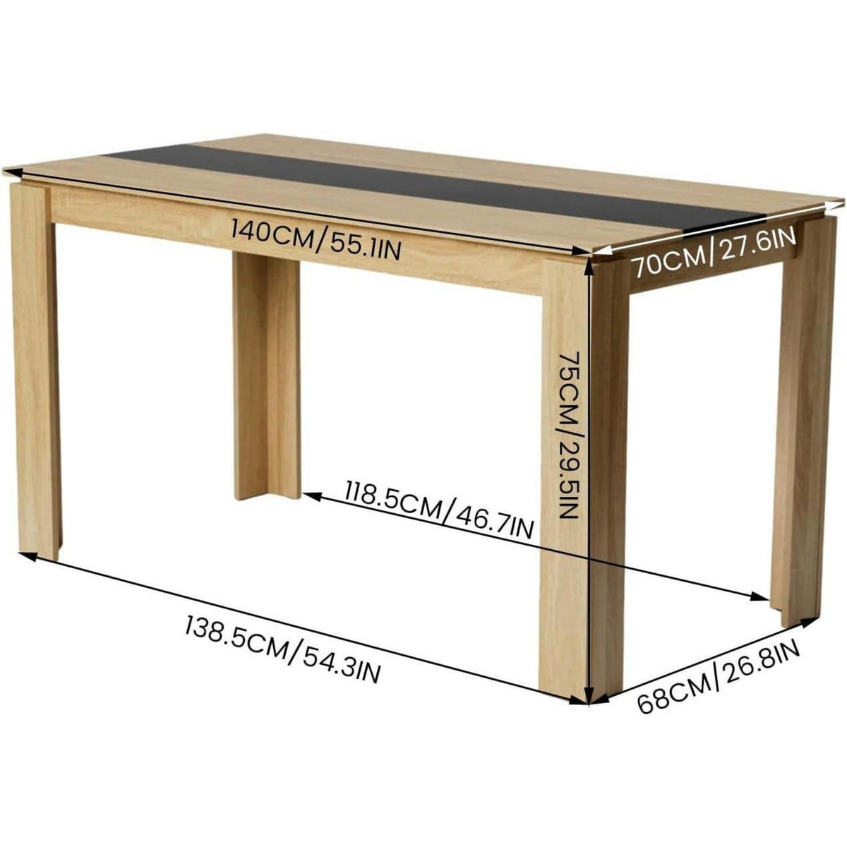 Esszimmergruppe 6 Personen – Holztisch (140x70cm) & 6 Stühle