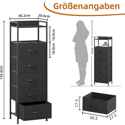 Hohe Kommode mit 5 Stoffschubladen – Schlafzimmer & Wohnzimmer