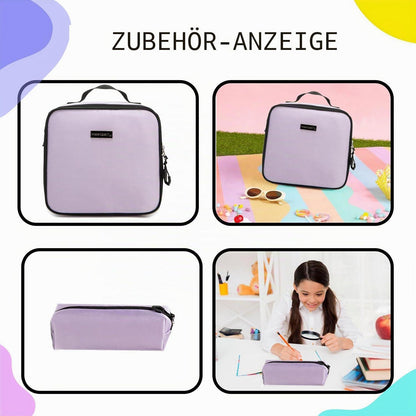 Schultrolley Rucksack Mädchen Lila mit Rollen & Lunchbox