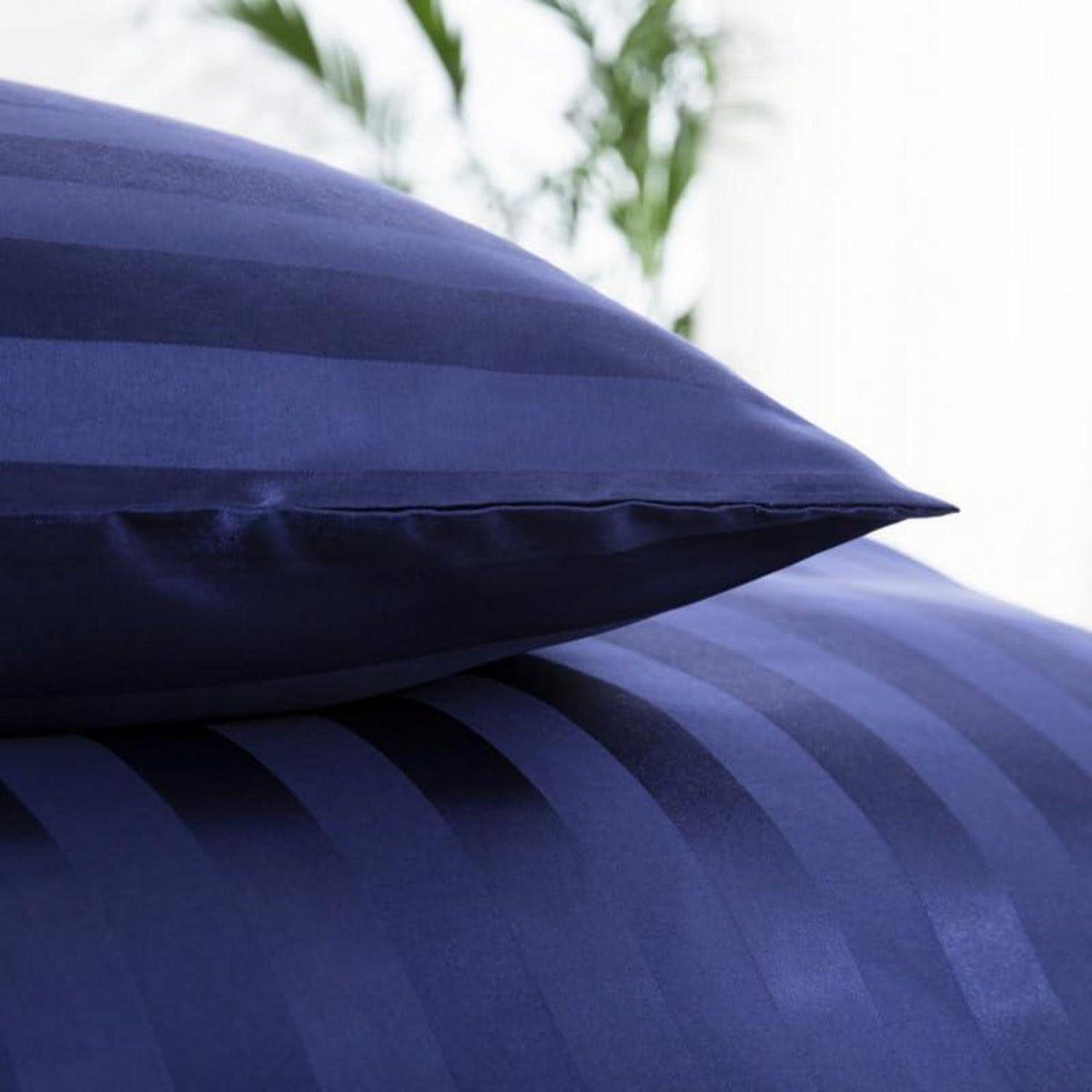 Satin Bettwäsche Set 135x200cm, 4-teilig, Blau gestreift