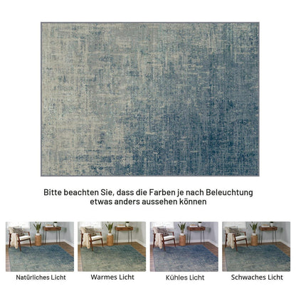 Moderner Wohnzimmerteppich blau, 200x290 cm, rutschfest & waschbar