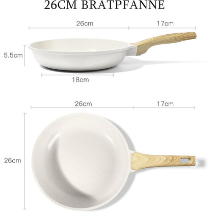 Keramik-Bratpfanne 26cm Induktion, Ungiftig, Leicht zu Reinigen