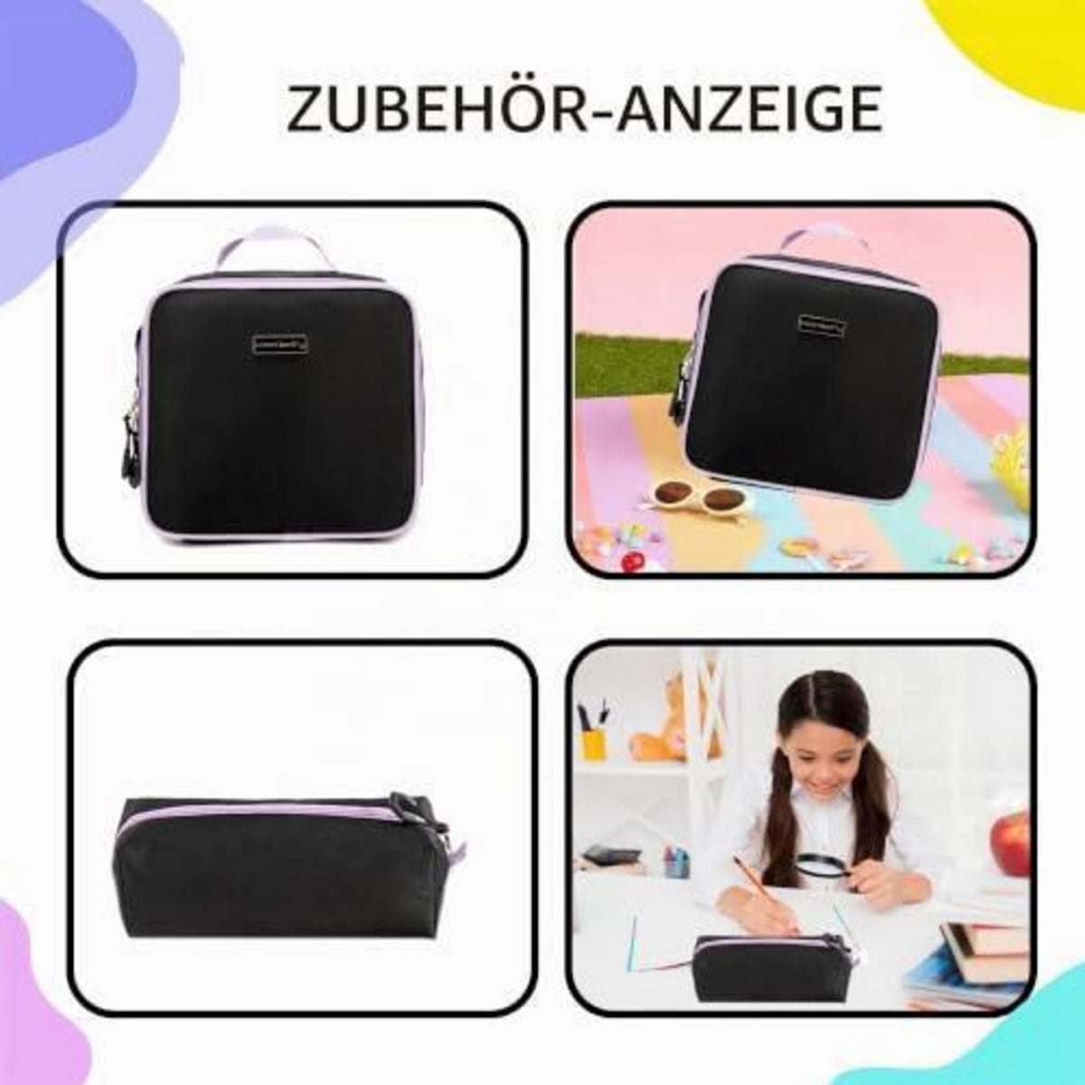 Schultrolley Rucksack Mädchen Lila & Schwarz mit Rollen