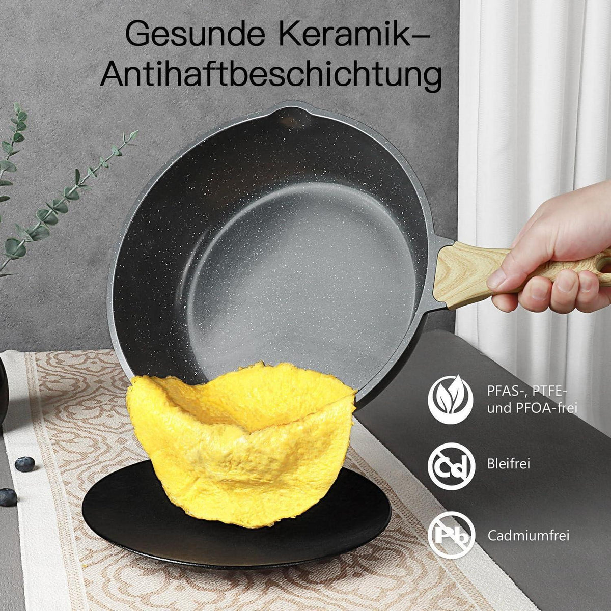 22-teiliges Antihaft Kochgeschirr Set aus Keramik – Grau