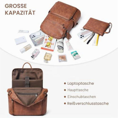Rucksack Damen Laptopfach 15,6 Zoll Wasserdicht Business in Lederoptik