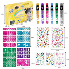 Glitzer Tattoo Set Kinder mit 148 Schablonen & Leucht-Tattoos