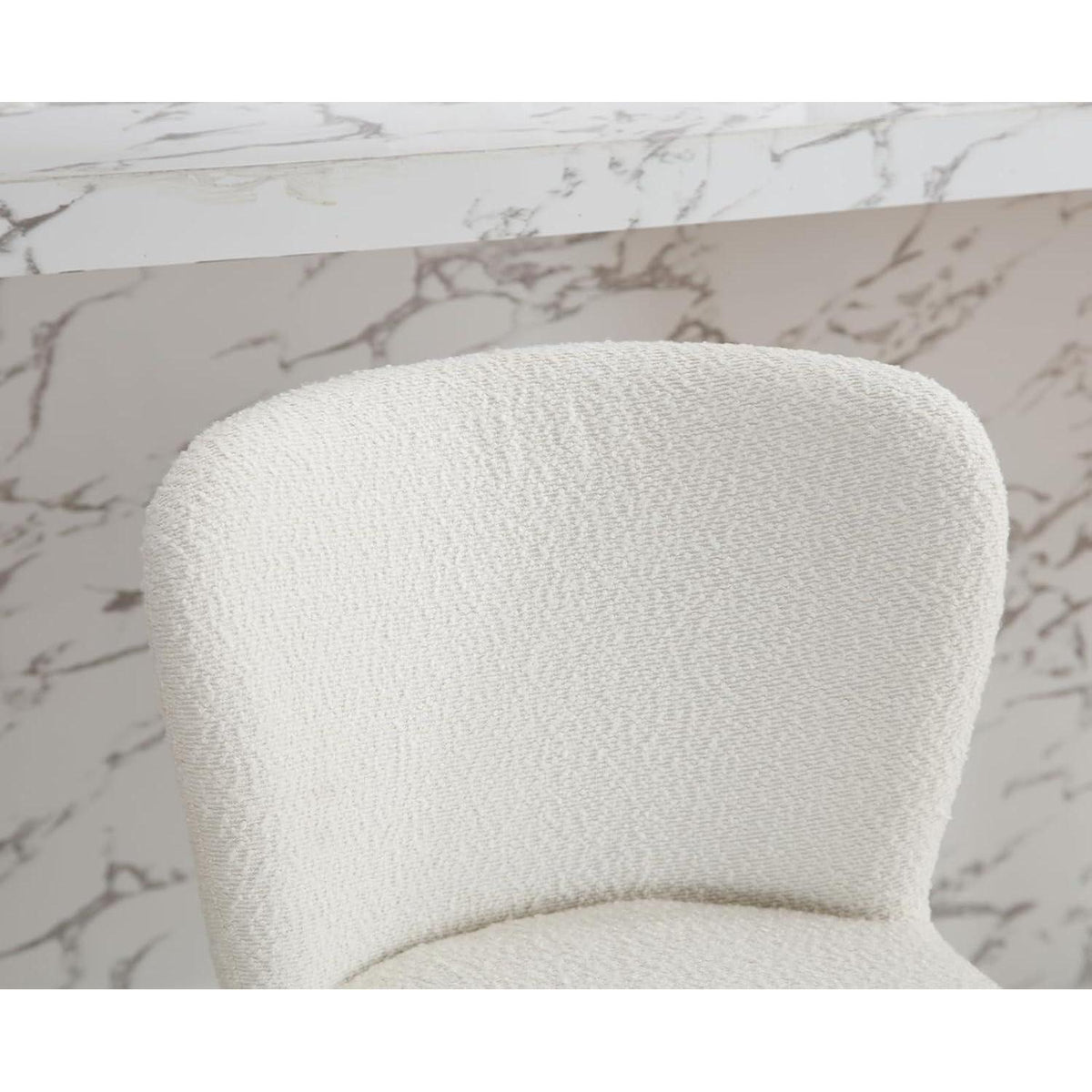 Barhocker Set 2x Teddystoff mit Lehne & Fußstütze Weiß