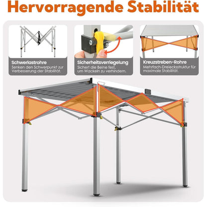 Klapptisch für 6 Personen, 118x70cm, bis 100kg belastbar, mit Tragetasche