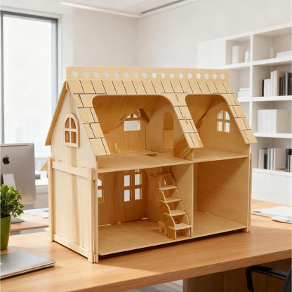 3D Holzpuzzle Haus mit Veranda – Anspruchsvolles Modell zum Basteln