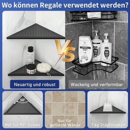 Eck-Duschregal Edelstahl 304 - 2er Set Schwarz, Ablage für Geflieste Wände