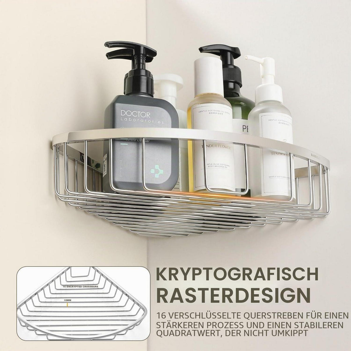 Eckdusche Edelstahlregal 20x20cm – Rostfrei & Modern