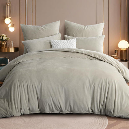 Kuschelige Flanell Bettwäsche Set 220x240 Beige - 3-teilig