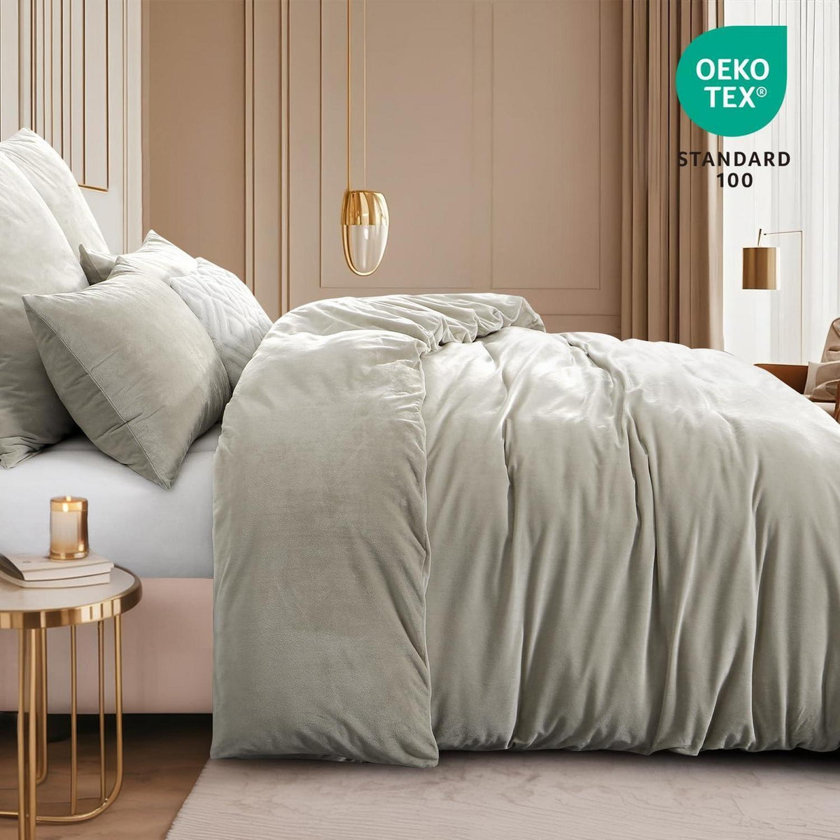 Kuschelige Flanell Bettwäsche Set 220x240 Beige - 3-teilig
