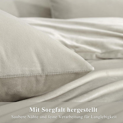 Kuschelige Flanell Bettwäsche Set 220x240 Beige - 3-teilig
