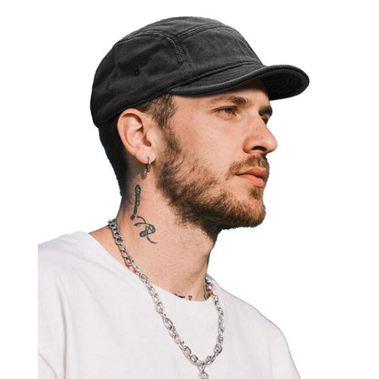 Baumwoll 5-Panel Cap mit Kurzem Schirm – Herren Flat Brim Hut