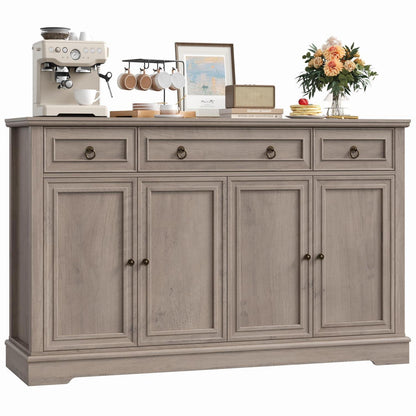Weißes Sideboard mit 3 Schubladen & 4 Türen – Küchenbuffet 134cm