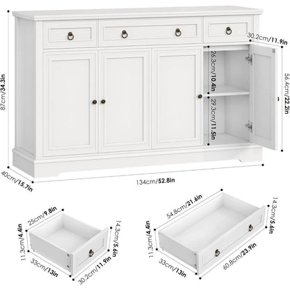Weißes Sideboard mit Arbeitsplatte & 3 Schubladen
