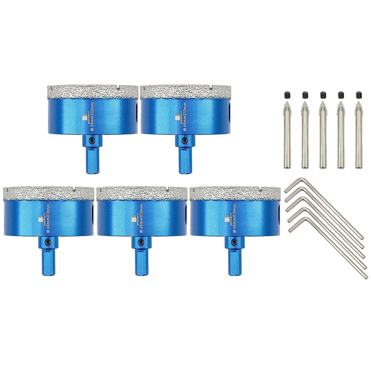 Diamant Fliesenbohrer 68mm 5er Set mit Zentrierbohrer