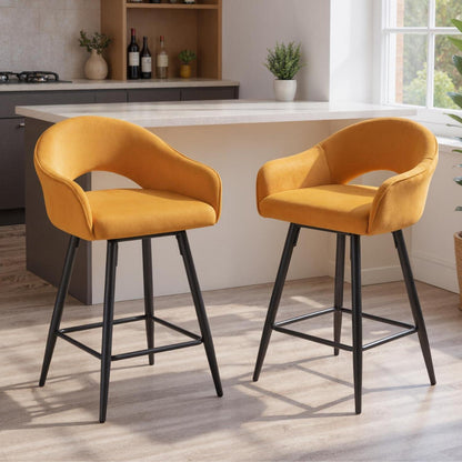 Samt Barhocker 2er Set – Drehbar & Bequem