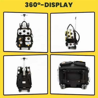 Schulranzen mit Rollen – Kinder Trolley Rucksack Fußball Design