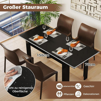Ausziehbarer Esstisch Schwarz – Platzsparender Küchentisch 120-158 cm