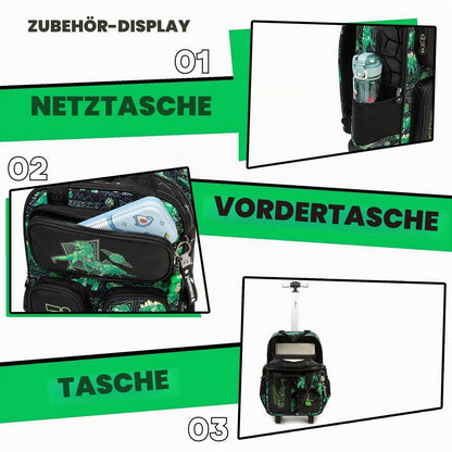 Trolley Rucksack Kinder – Dino Design für Schule & Reisen
