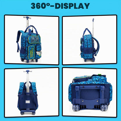 Trolley Rucksack Kinder – Rollen Schulranzen Blau Game