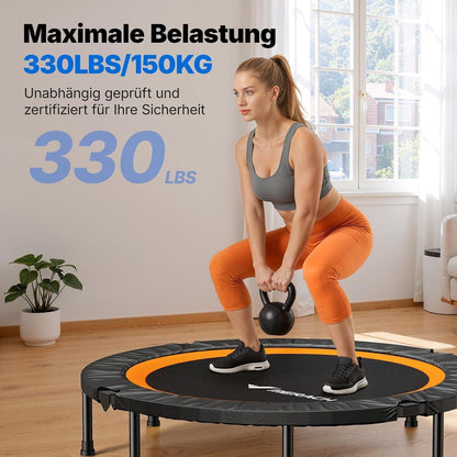Fitness Trampolin Mini – Faltbar, 102cm/122cm, Leise & Robust