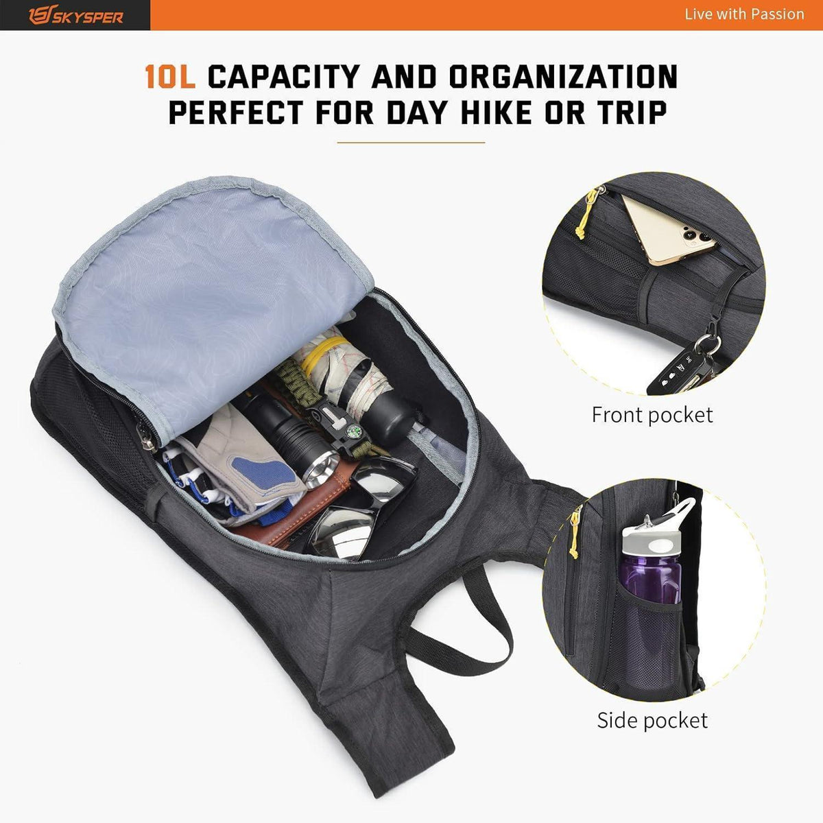 Faltbarer Tagesrucksack 15L wasserfest ultraleicht für Reisen