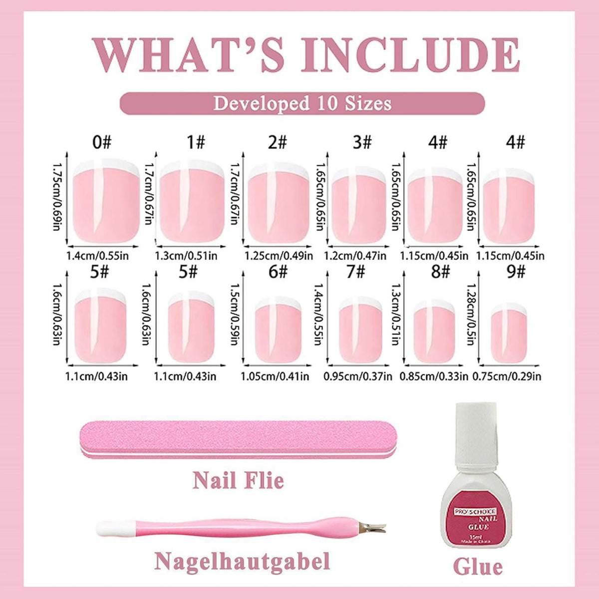 240er Set French Press On Nails – Kurze, Künstliche Nägel zum Aufkleben